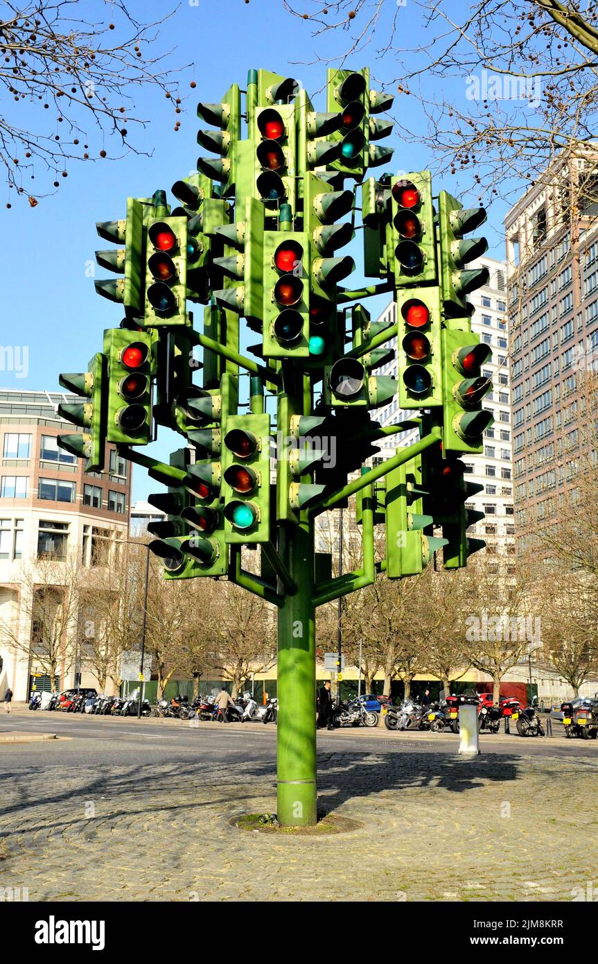 Scultura dell'albero del semaforo Foto Stock