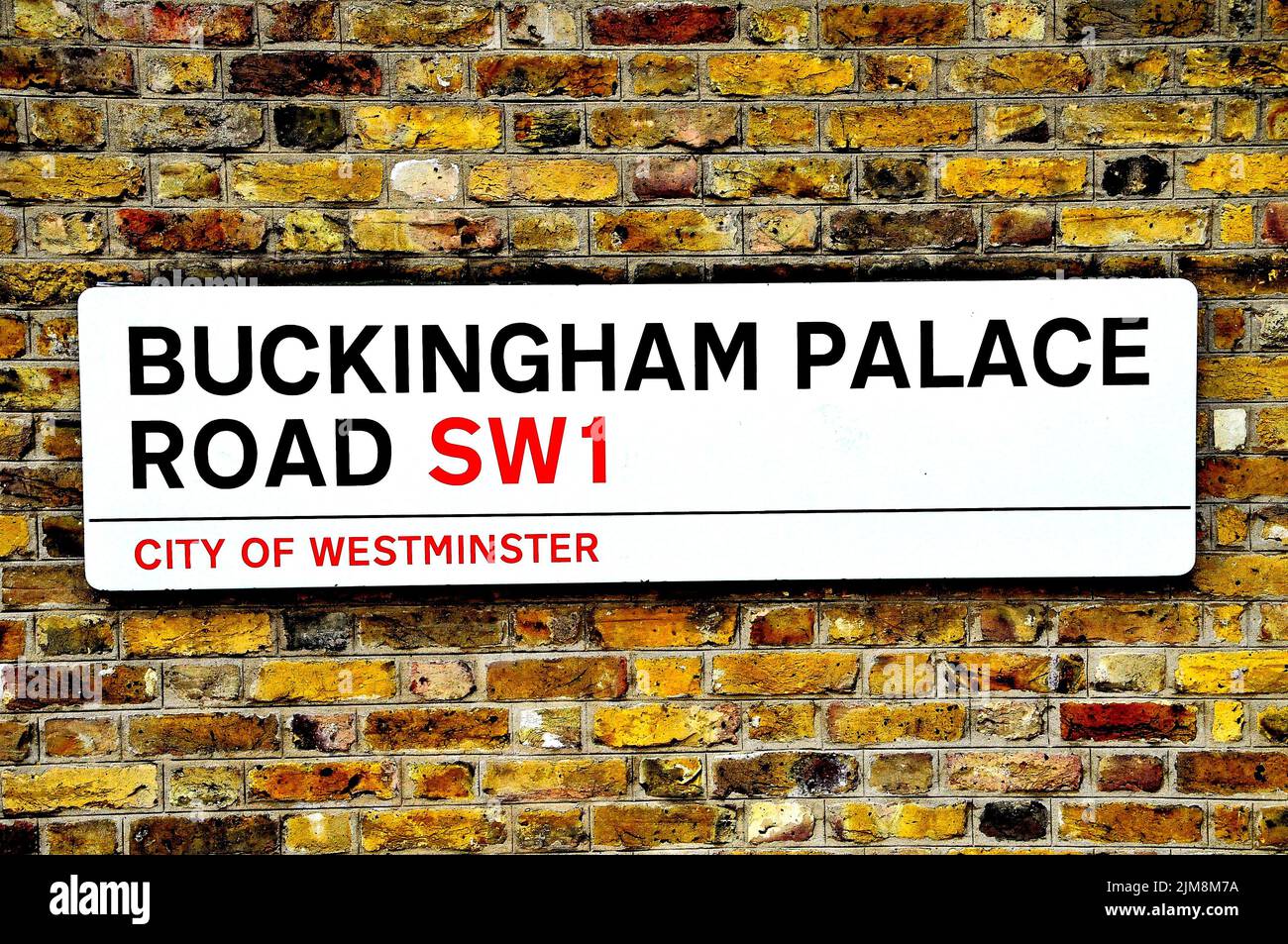Cartello Buckingham Palace Road Foto Stock