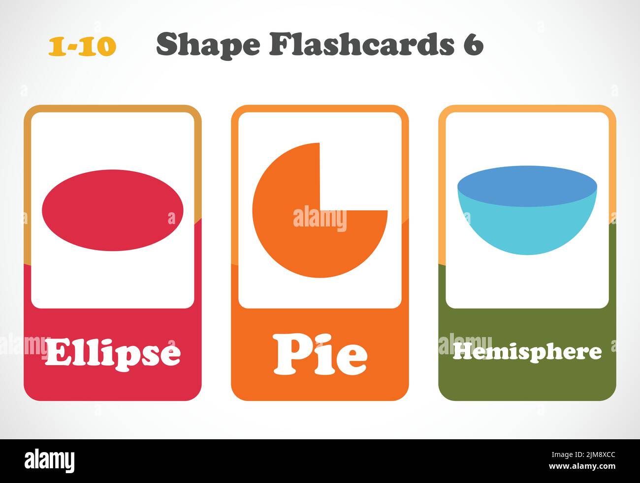 Flashcard geometriche per bambini. Materiale didattico per bambini. Scopri le forme Illustrazione Vettoriale