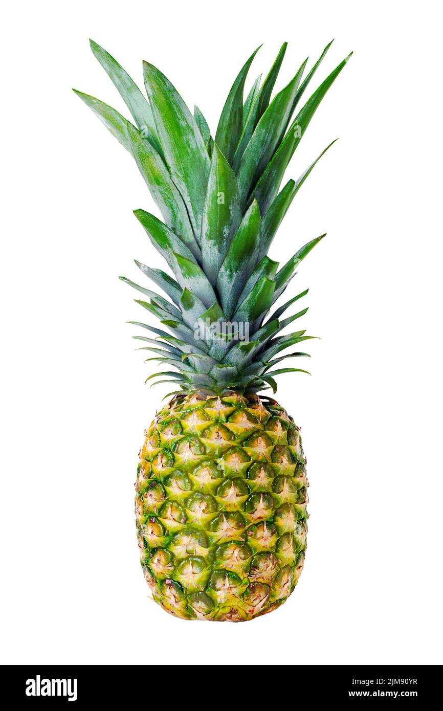 Ananas intero maturo isolato su bianco Foto Stock