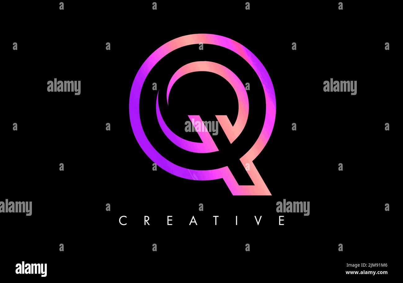 Q Monogramma Letter con logo e linee viola viola e design minimalista. Creative Modern Letter Q icona segno illustrazione. Illustrazione Vettoriale