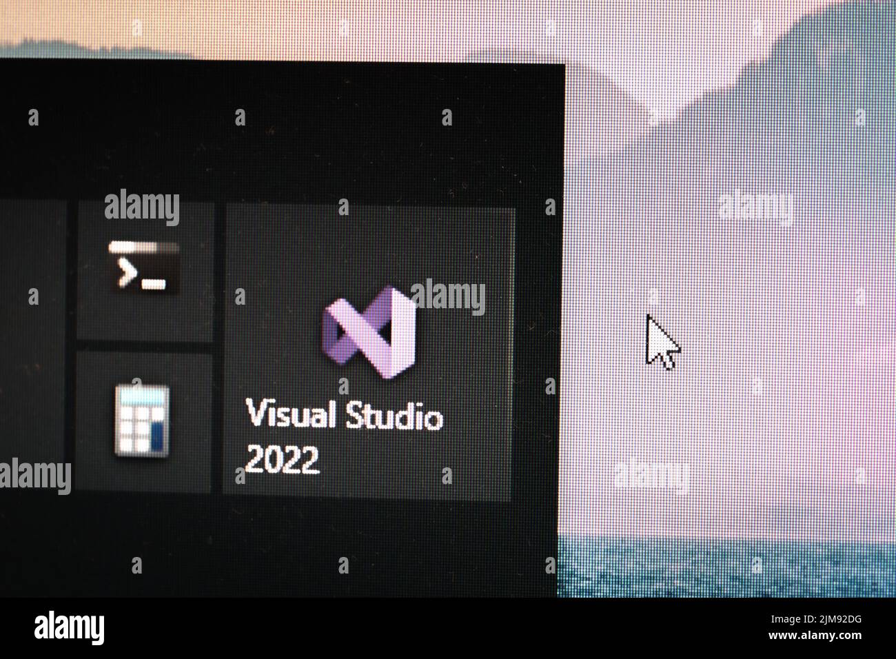 Icona dell'applicazione di Microsoft Visual Studio 2022 su un desktop di Windows 10 Foto Stock