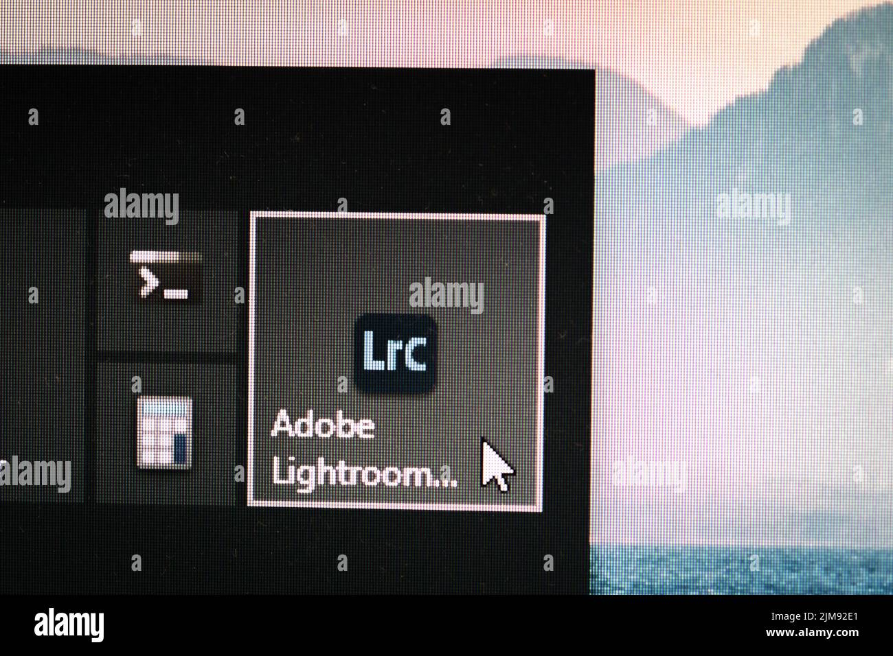 Icona dell'applicazione di Adobe Lightroom su un desktop di Windows 10 Foto Stock