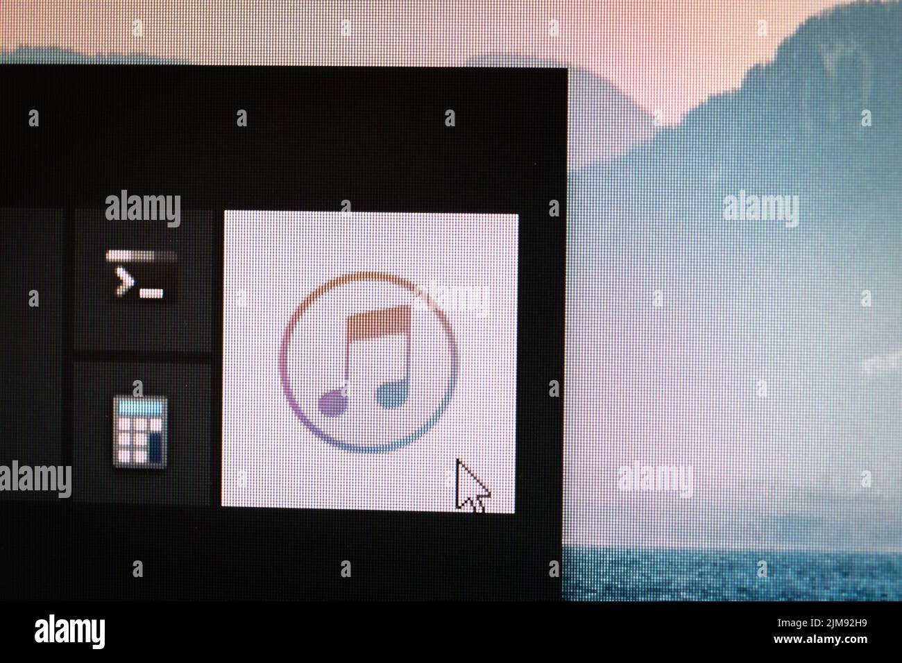 Icona dell'applicazione di Apple iTunes su un desktop di Windows 10 Foto Stock