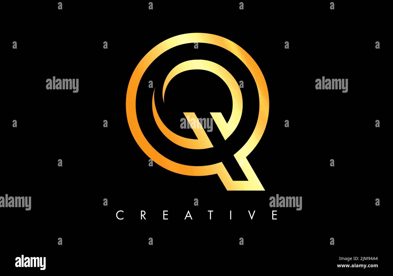 Q Monogramma con logo Letter con linee dorate e design minimalista. Creative Modern Letter Q icona segno illustrazione. Illustrazione Vettoriale