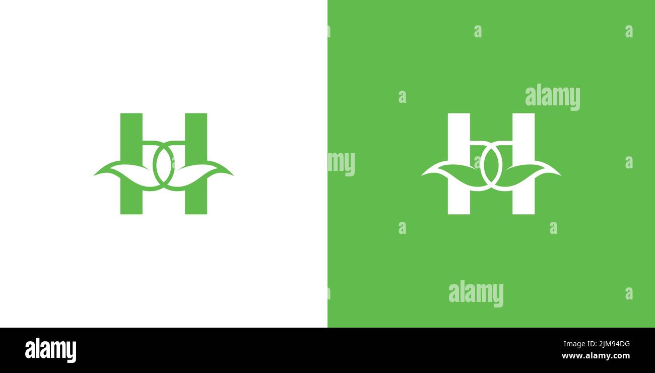 Lettere moderne e naturali H iniziali logo design Illustrazione Vettoriale