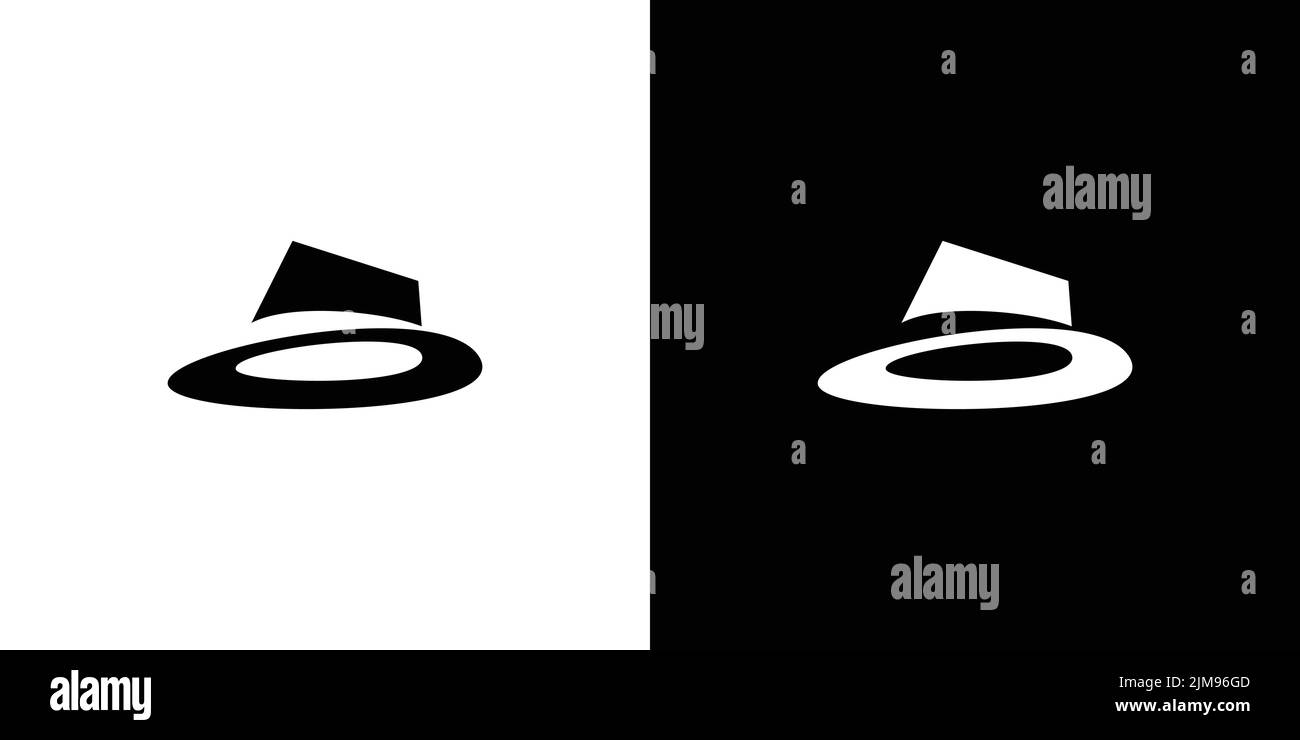 Semplice ed elegante disegno con logo a forma di cappello nero Illustrazione Vettoriale