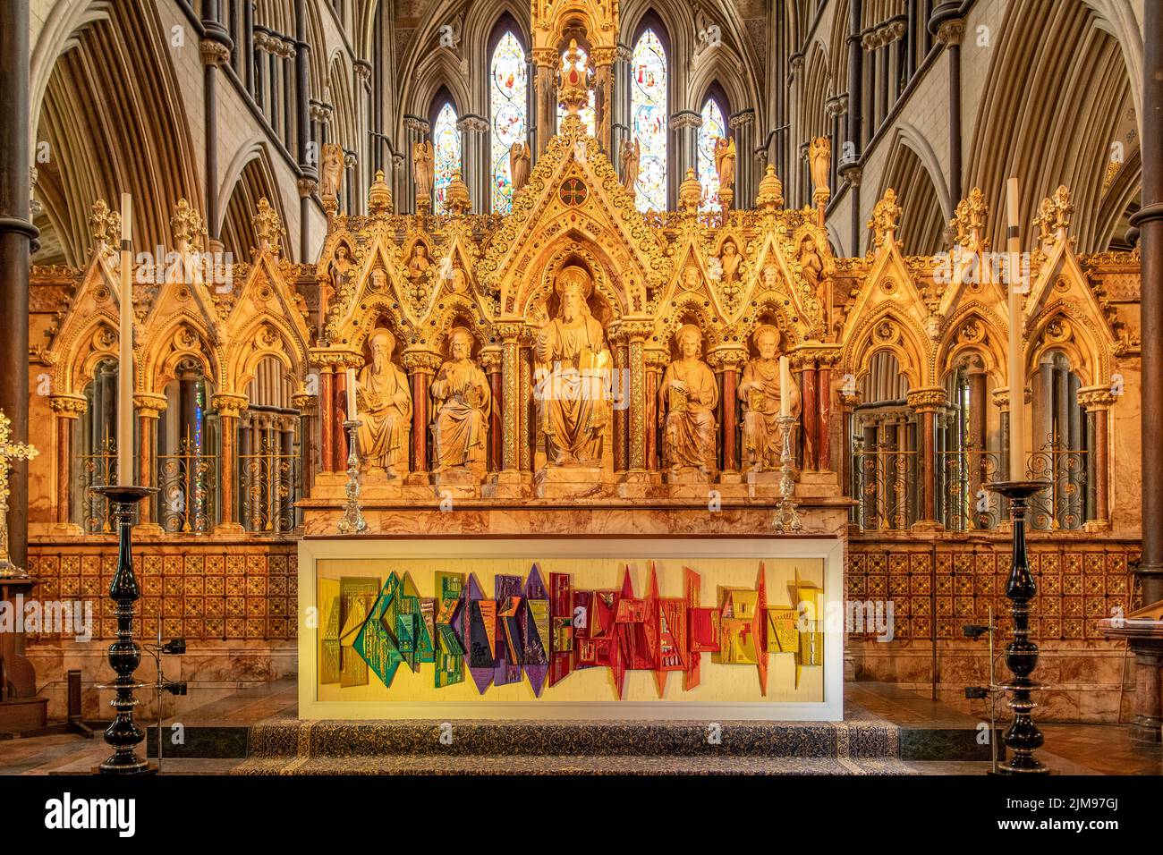 Altare maggiore nella Cattedrale di Worcester, Worcester, Worcestershire, Inghilterra Foto Stock