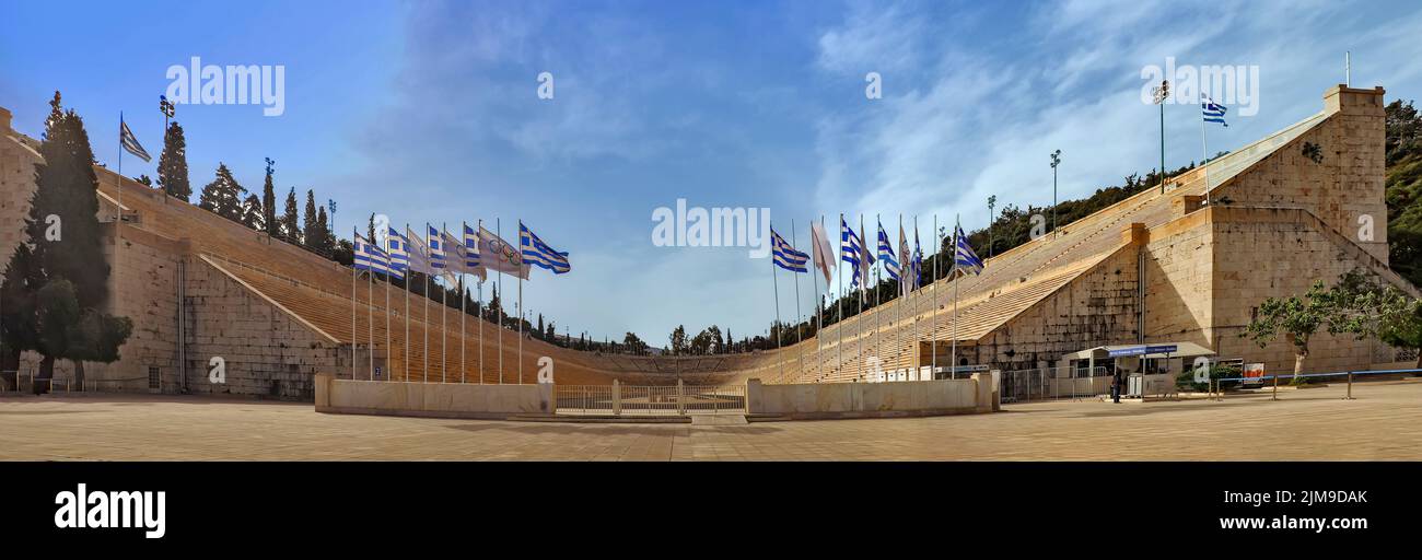Vista dello Stadio Panathenaic ad Atene, Grecia Foto Stock