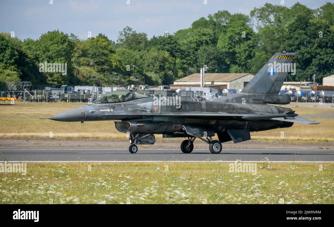 Grecia, forze aeree elleniche F-16 Fighting Falcon, Zeus Demo Team al Royal International Tattoo Foto Stock