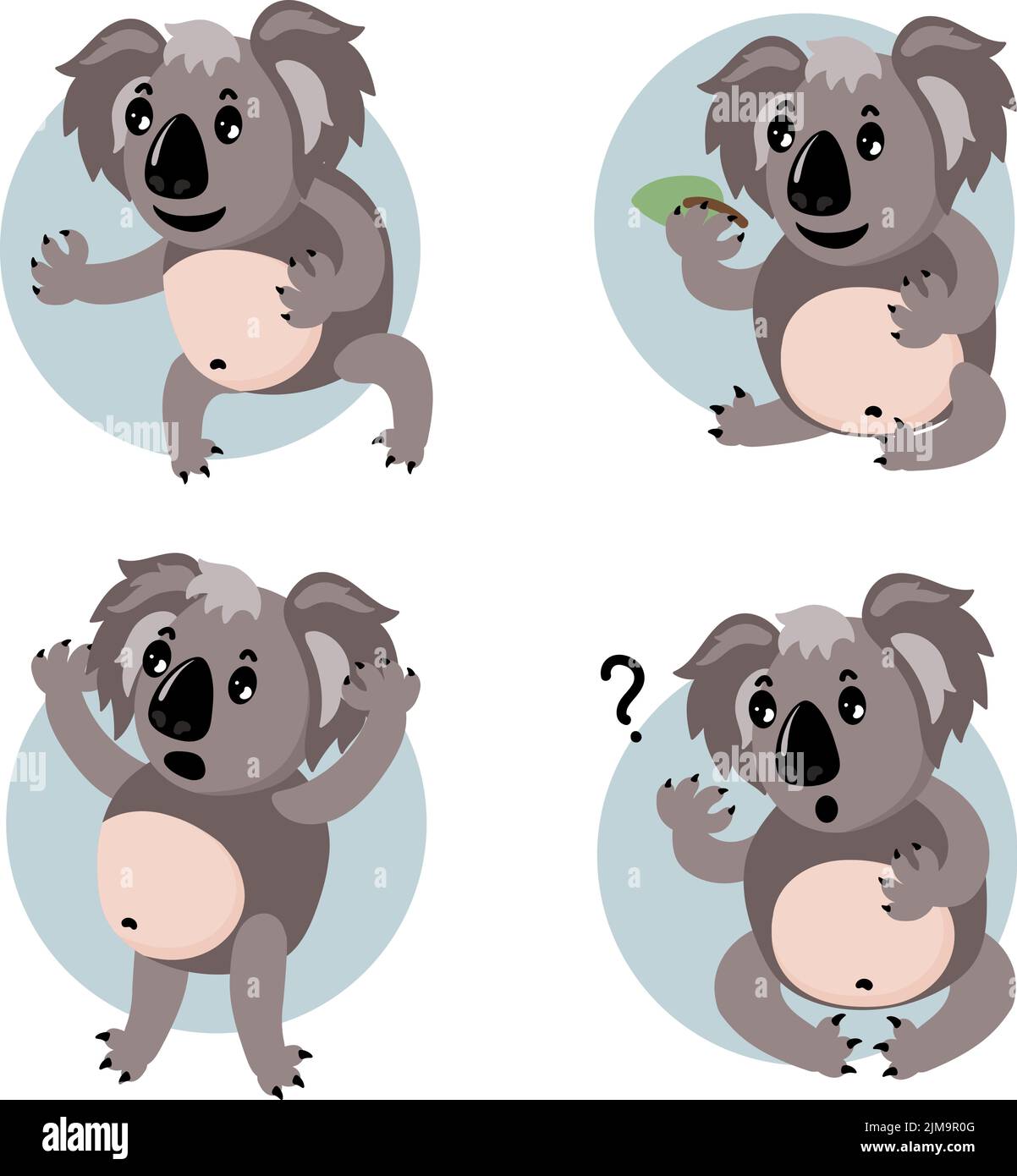 Set di simpatico personaggio koala cartoon in diverse azioni Illustrazione Vettoriale