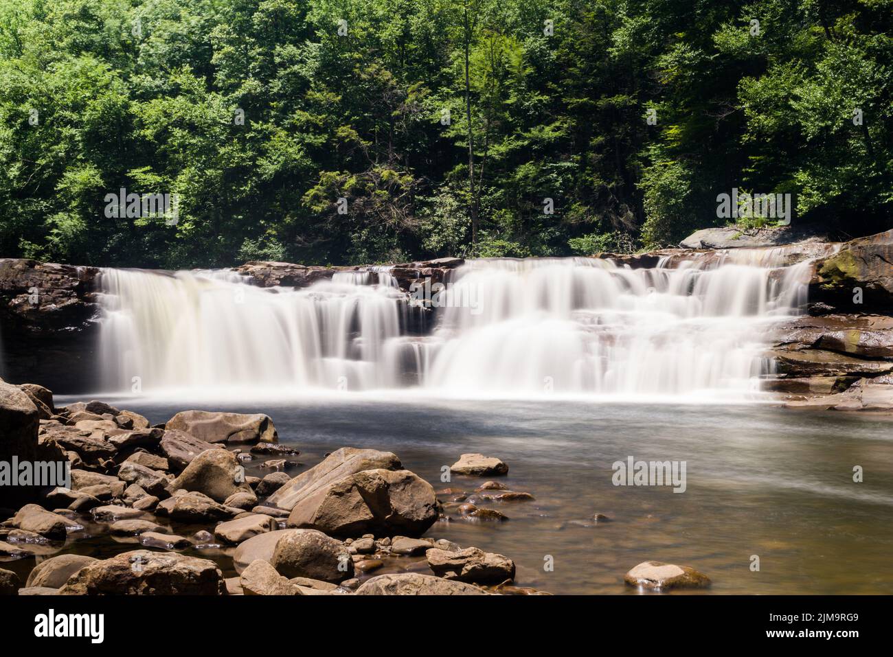 Due delle cascate di High Falls di Cheat Foto Stock