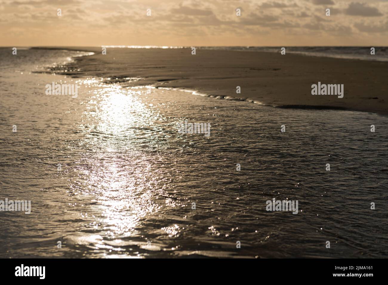 Raggi del sole sulla spiaggia del Mare del Nord di Vlieland Foto Stock