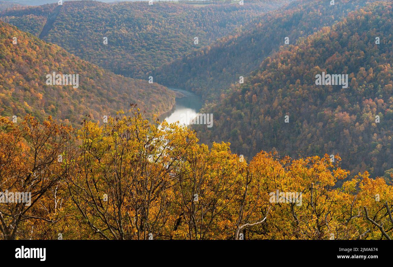 Piattaforma panoramica presso la Coopers Rock state Forest, West Virginia Foto Stock