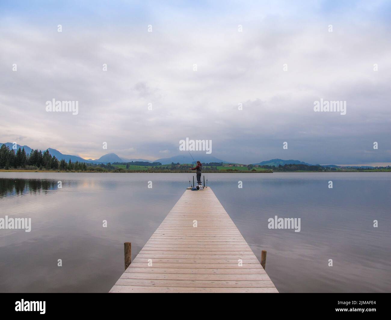 Paesaggio in Baviera - Lago Hopfensee - AllgÃ¤u Foto Stock