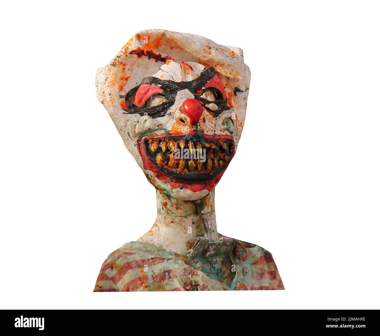 Il volto spaventoso di un pauroso Mannequin di Crazy Clown. Foto Stock