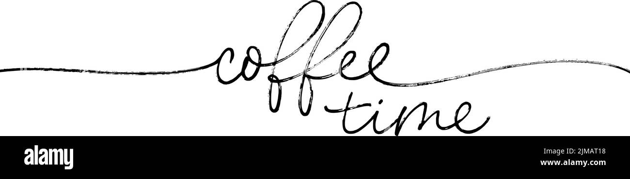 Scrittura vettoriale a linea disegnata a mano per il tempo del caffè. Illustrazione Vettoriale