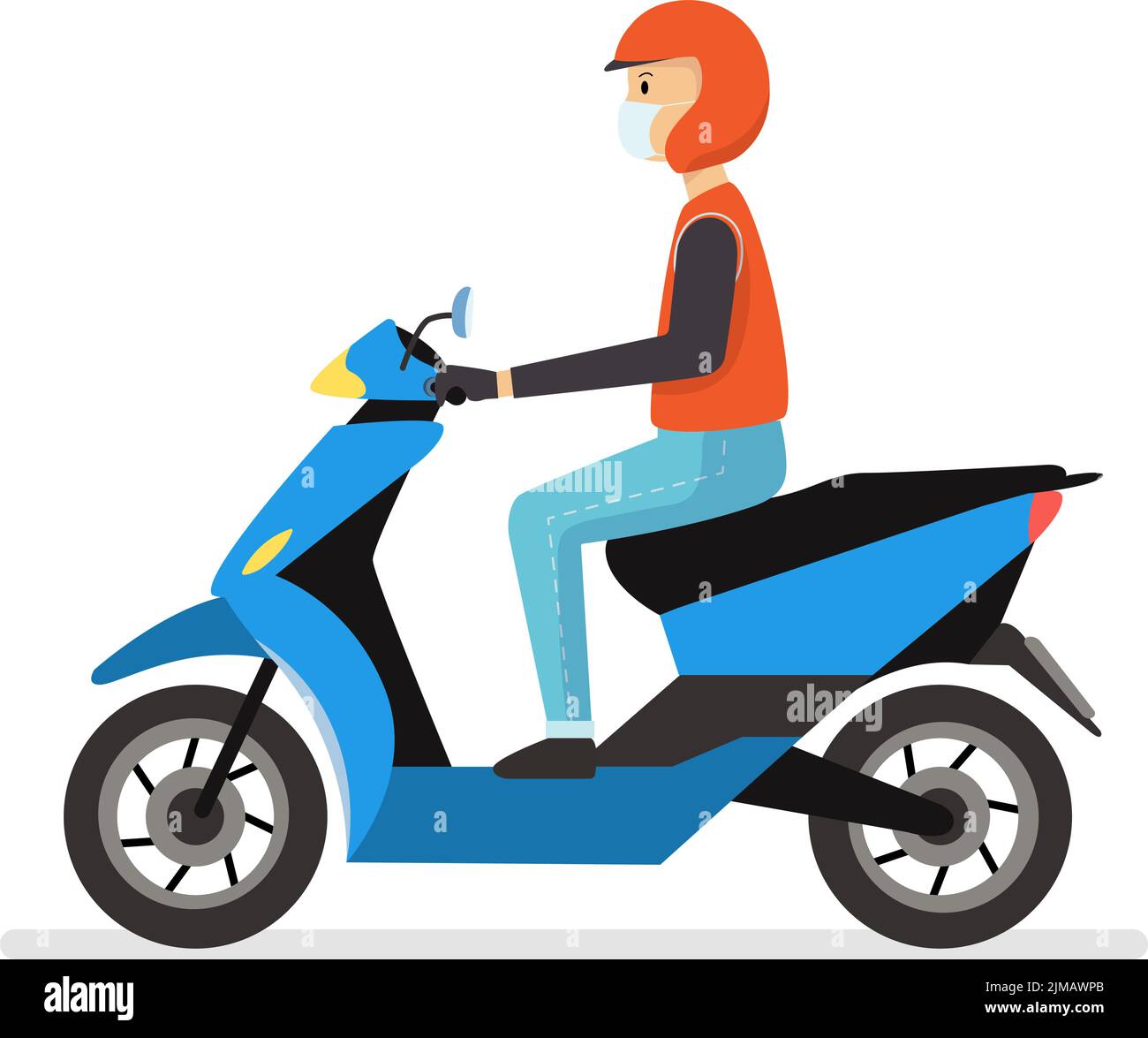 Thai Motorcycle taxi rider vettoriale.Rider servizio di consegna cartoon character.Flat moto con uomo Illustrazione Vettoriale