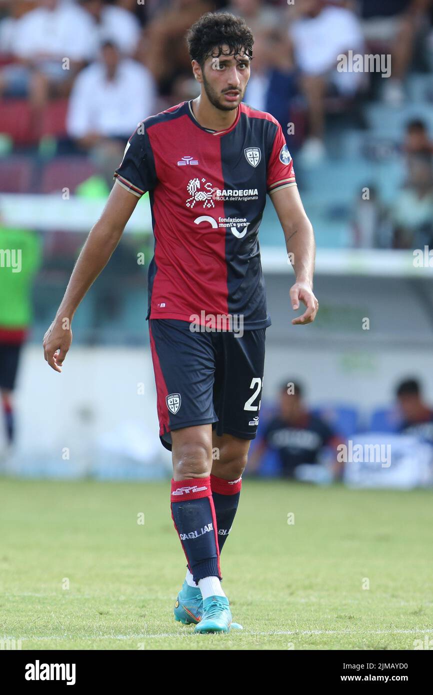 Lella ( Cagliari ) durante la Coppa Italia 2022-23 Partita di Cagliari Calcio vs Perugia il 5 agosto 2022 allo Stadio Unipol Domus di Cagliari, Italia &#XA;&#XA;&#XA;&#XA; Foto Stock