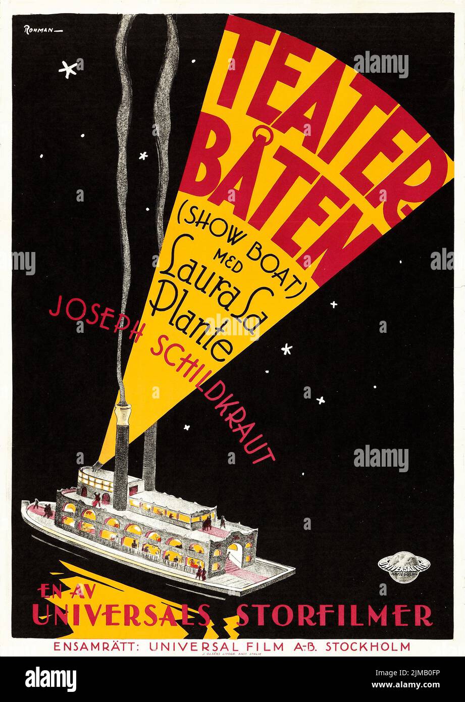 Teaterbåten - Show Boat (Universal, 1929). Poster del film svedese - Eric Rohman Artwork Foto Stock