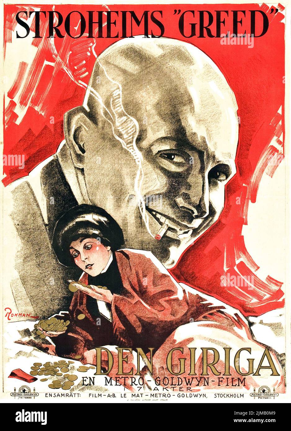 Stroheims 'avidità' - Den giriga - (MGM, 1924). Poster cinematografico svedese - Eric Rohman Artwork Foto Stock