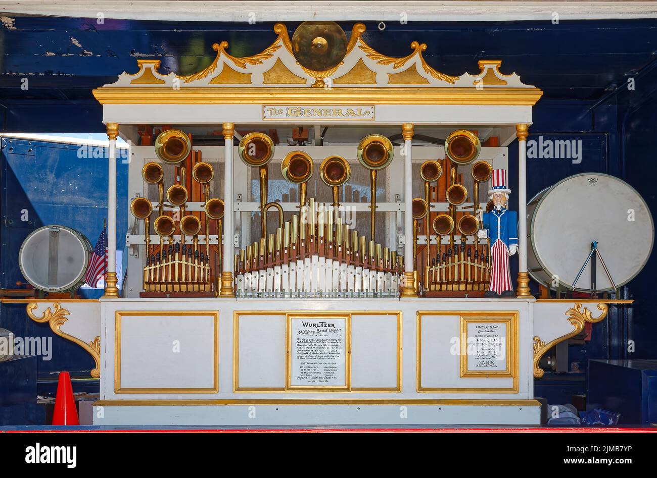 Strumento musicale, organo militare di banda, 1976, Antique, The General, Helicopter Museum; Pennsylvania; West Chester, Pennsylvania Foto Stock