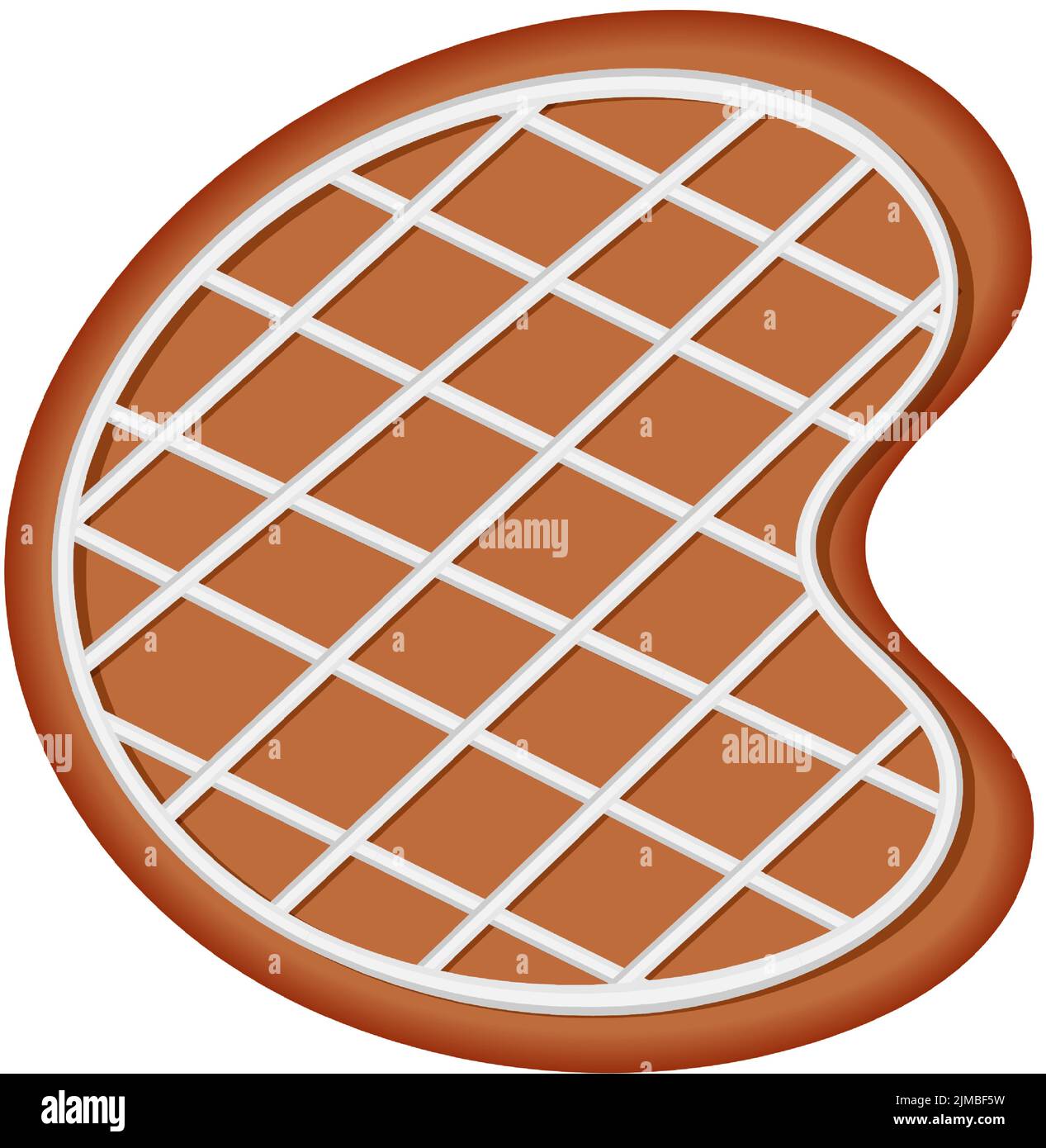 Alfabeto pan di zenzero. Design tipografico creativo del pan di zenzero. Biscotto tradizionale alfabeto decorativo. Carattere cookie Natale. Lettera C.. Illustrazione Vettoriale