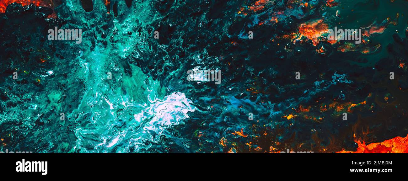 astratto acqua flusso smeraldo vernice arte sfondo Foto Stock