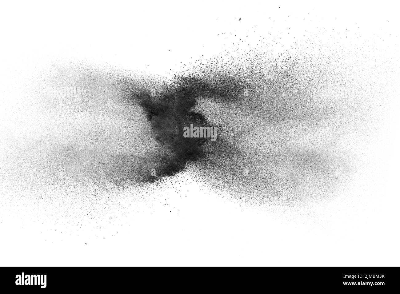 Polvere nera in esplosione su sfondo bianco.Nero a particelle di polvere splash. Foto Stock Polvere nera in esplosione su sfondo bianco.Nero a particelle di polvere splash. Foto Stock