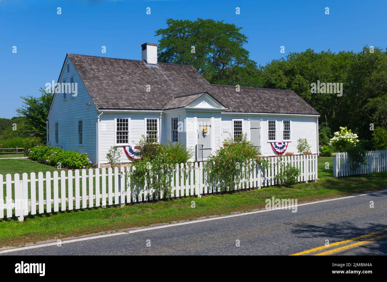Esterno della storica Burgess House, costruita intorno al 1780 a Martsons Mills, Massachusetts, Cape Cod, USA Foto Stock