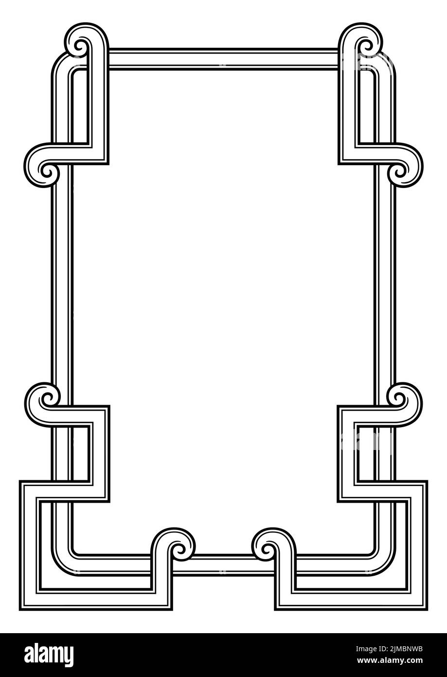 Cornice decorativa astratta. Vintage bordo vorticoso. Design classico per la decorazione. Illustrazione Vettoriale