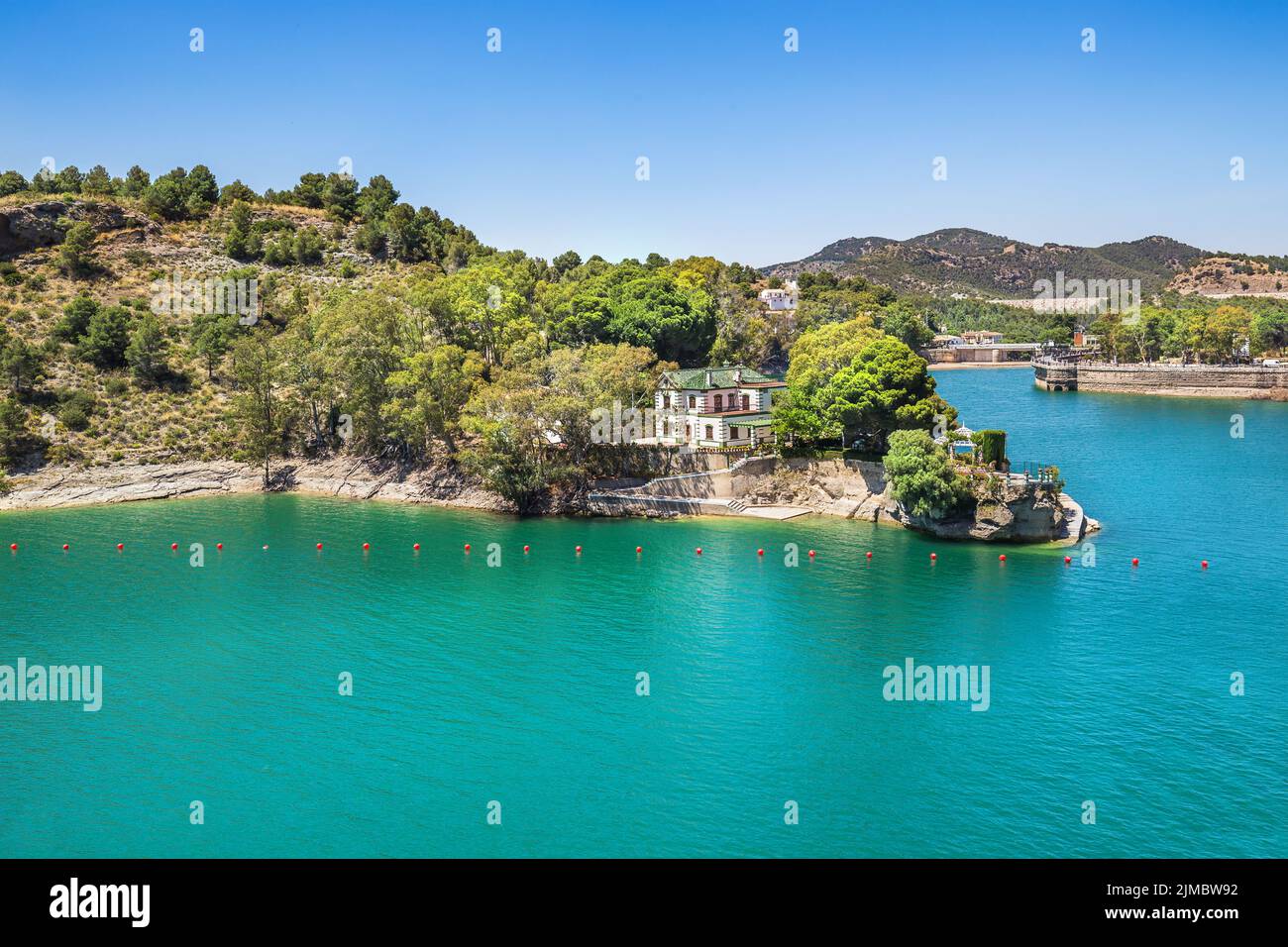 Bellissimo paesaggio vicino alla gola di El Chorro, Andalusia, Spagna Foto Stock