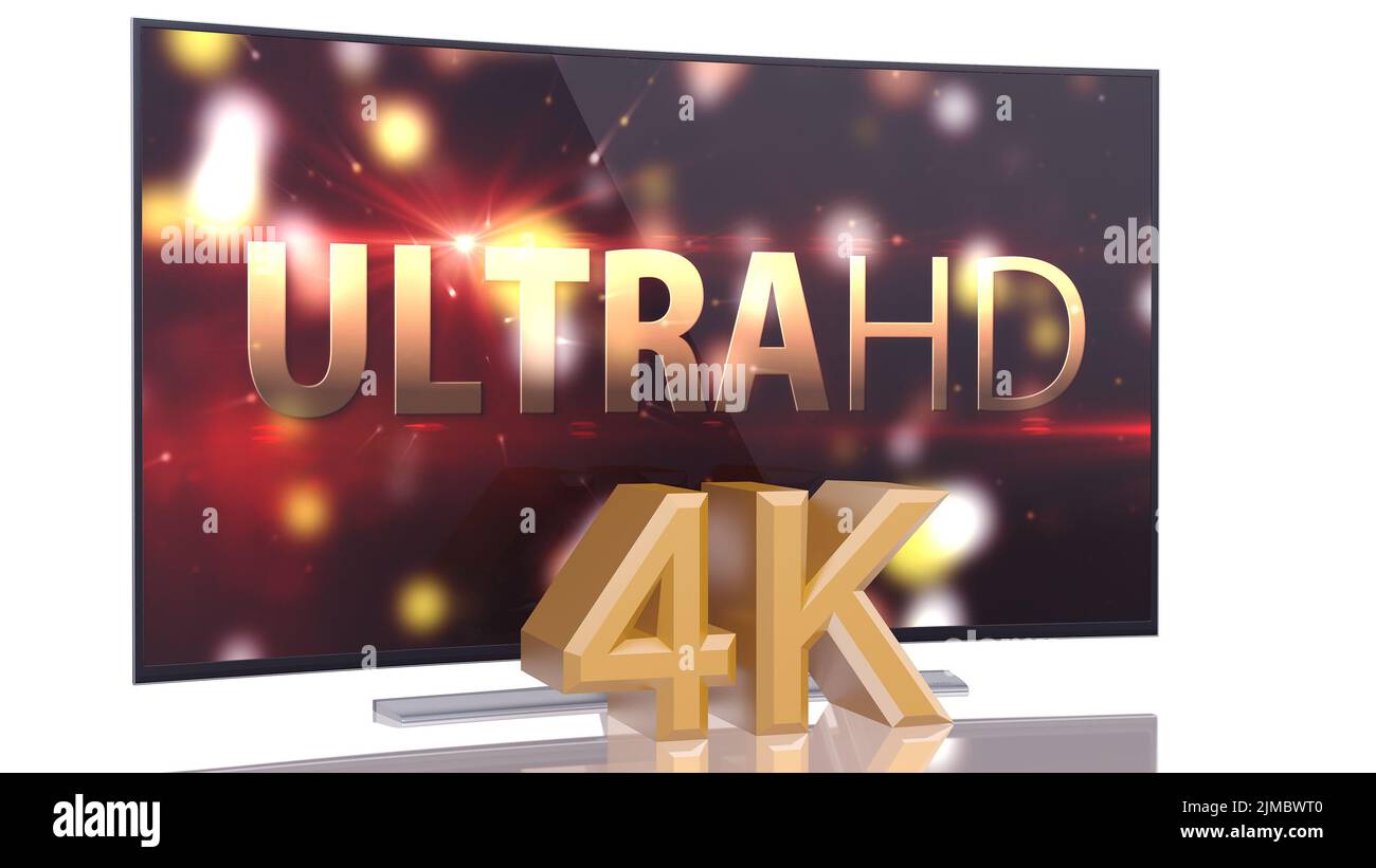 Smart TV UltraHD con schermo curvo bianco Foto Stock