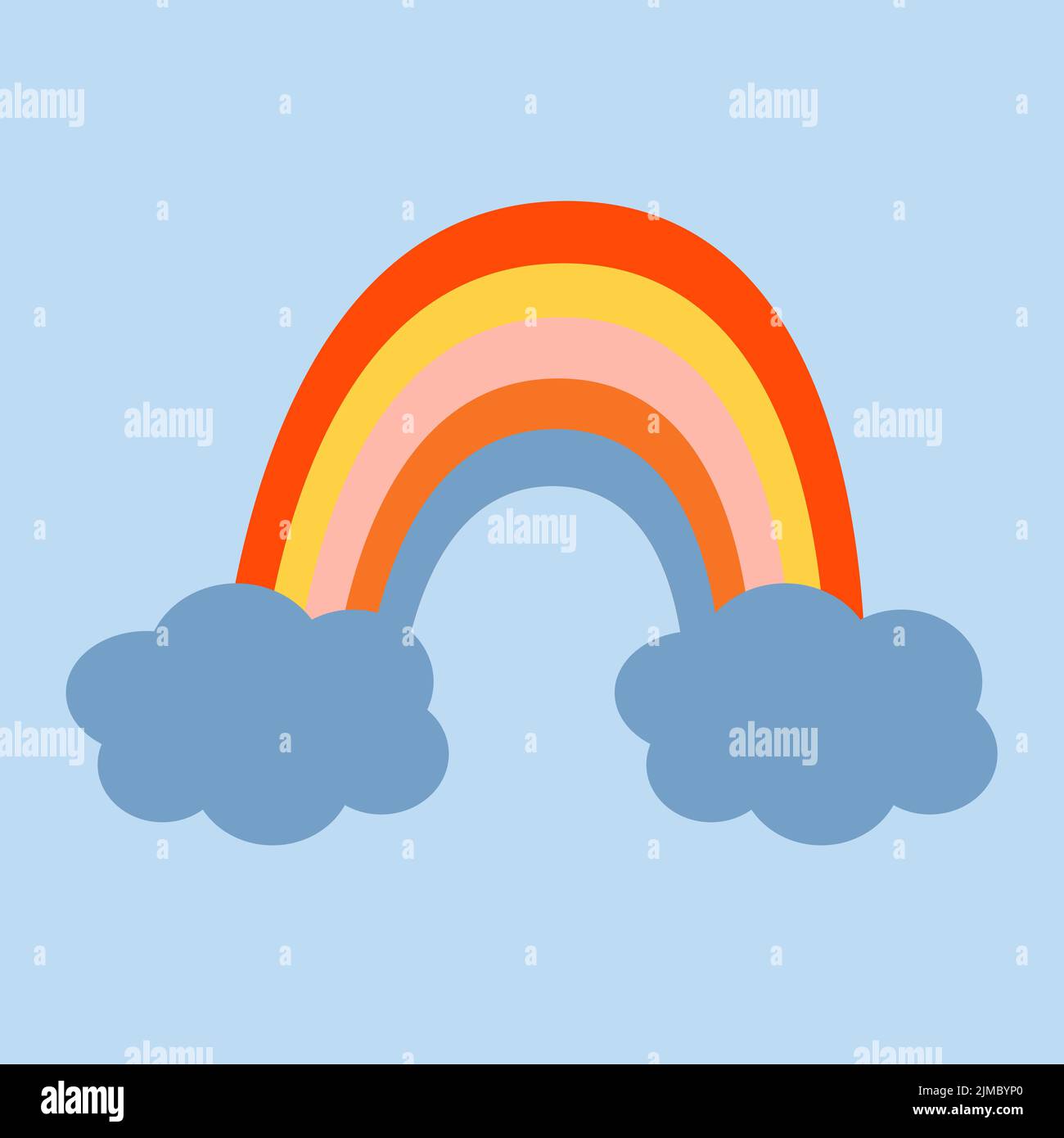 Raidow nel cielo con la nuvola. Colori retrò. Illustrazione Vettoriale