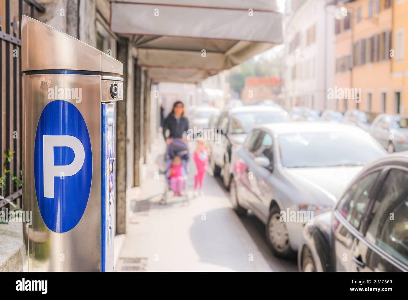 Dispositivo per il pagamento dei biglietti per il parcheggio. Foto Stock