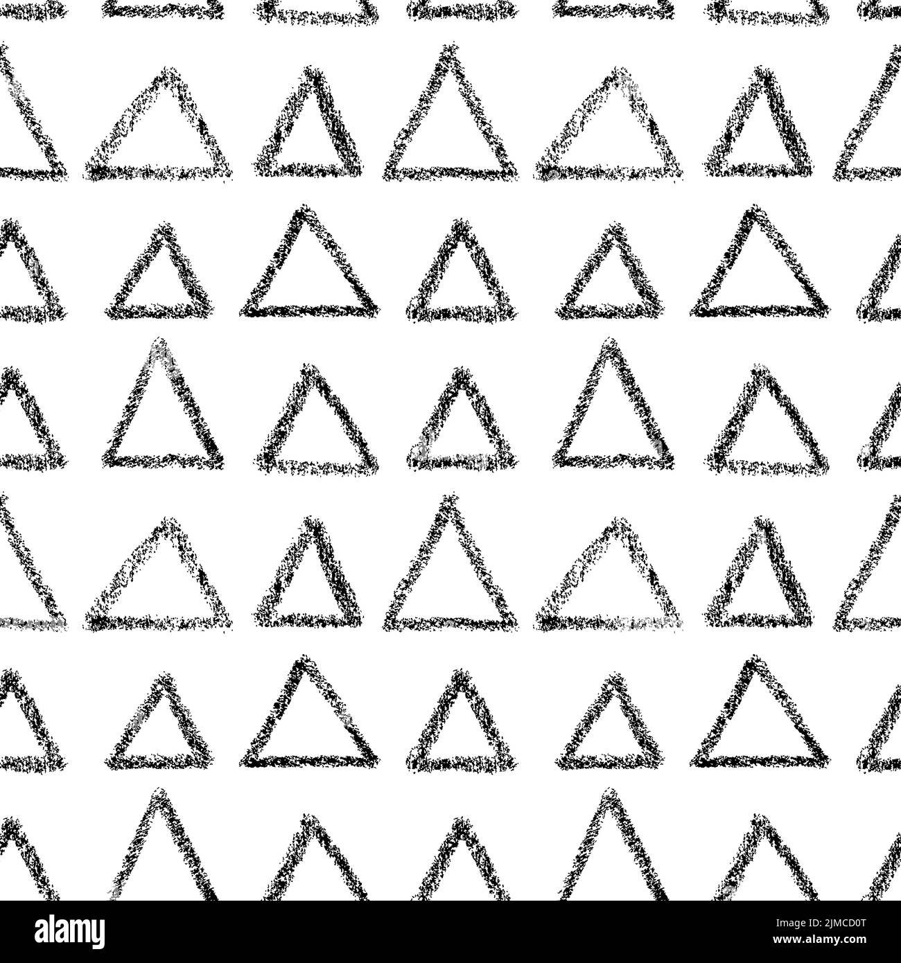 Disegno a mano vettore nero triangoli motivo senza giunture Illustrazione Vettoriale