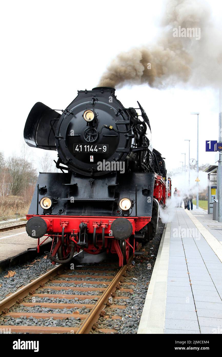 Locomotiva a vapore, locomotiva, Schmalkalden, Meiningen, Turingia, Germania, Europa Foto Stock