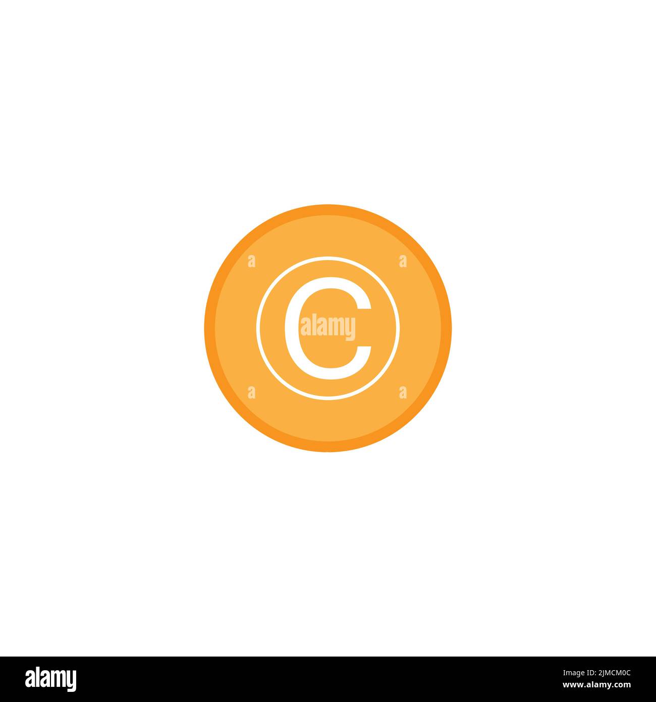 Un simbolo di copyright arancione su sfondo bianco Illustrazione Vettoriale