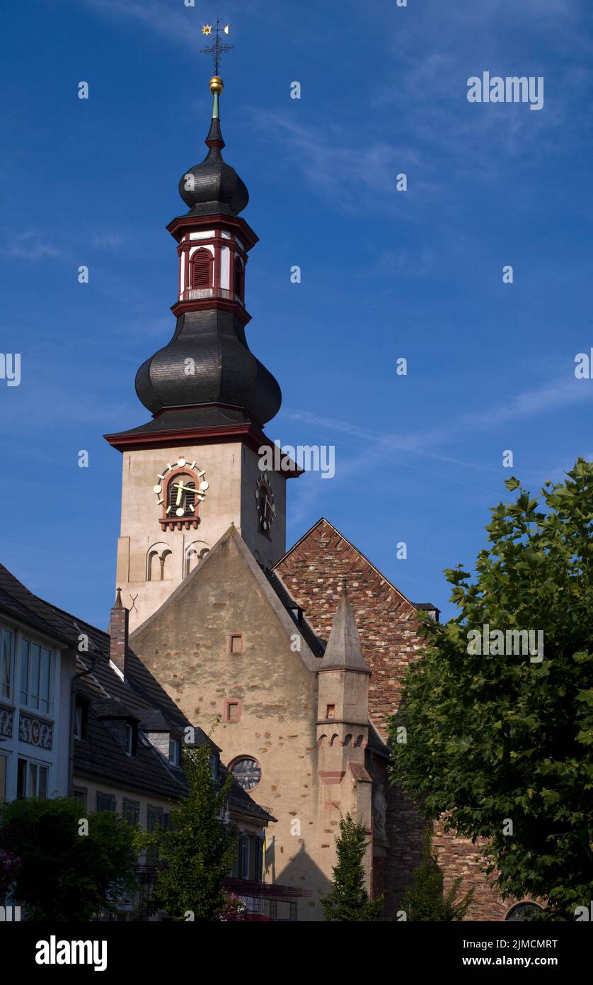 Chiesa di S. Giacomo, Ruedesheim am Rhein, Rheingau, Taunus, Assia, Germania Foto Stock