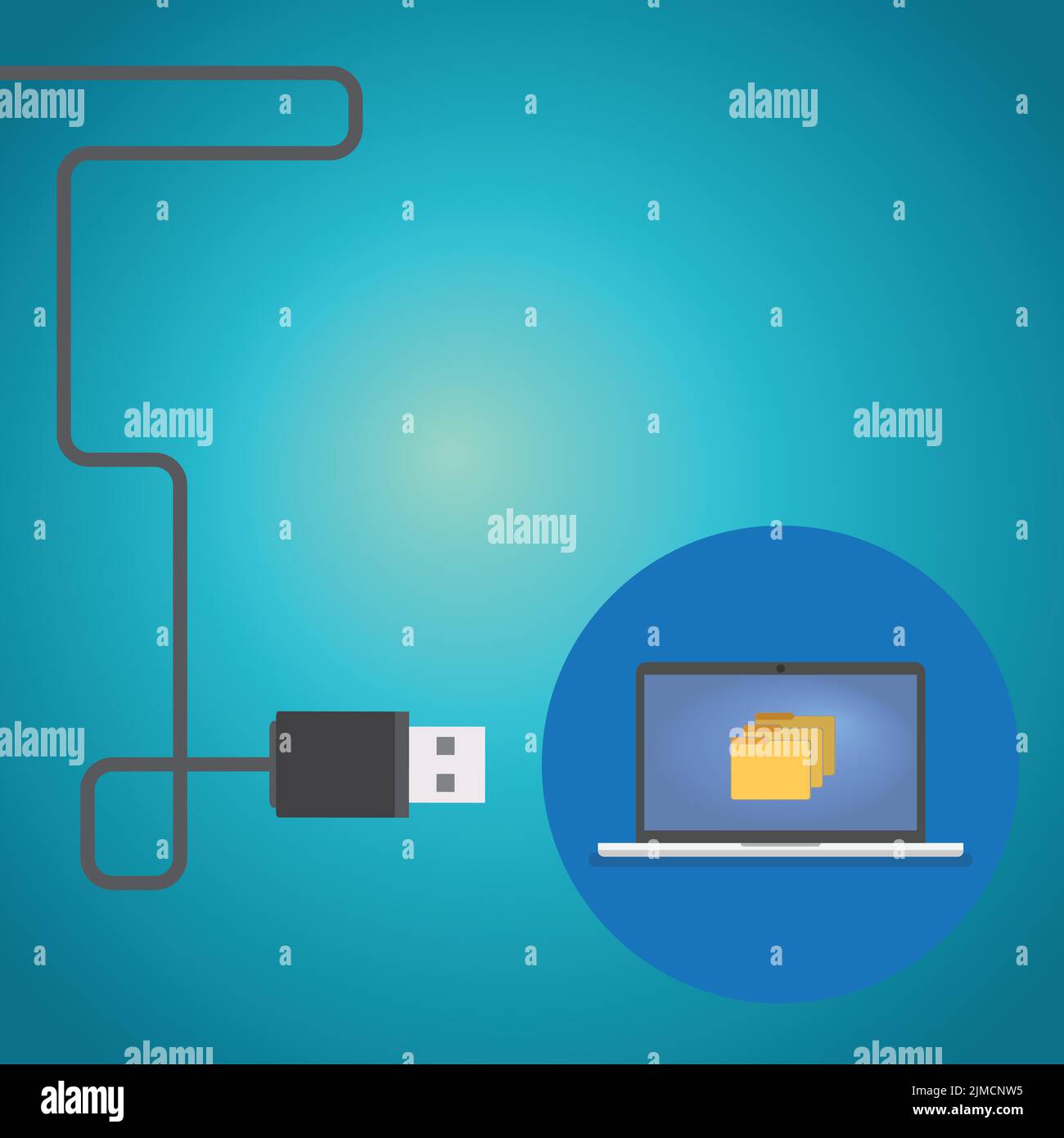 Cavo USB e icona del computer portatile Illustrazione Vettoriale