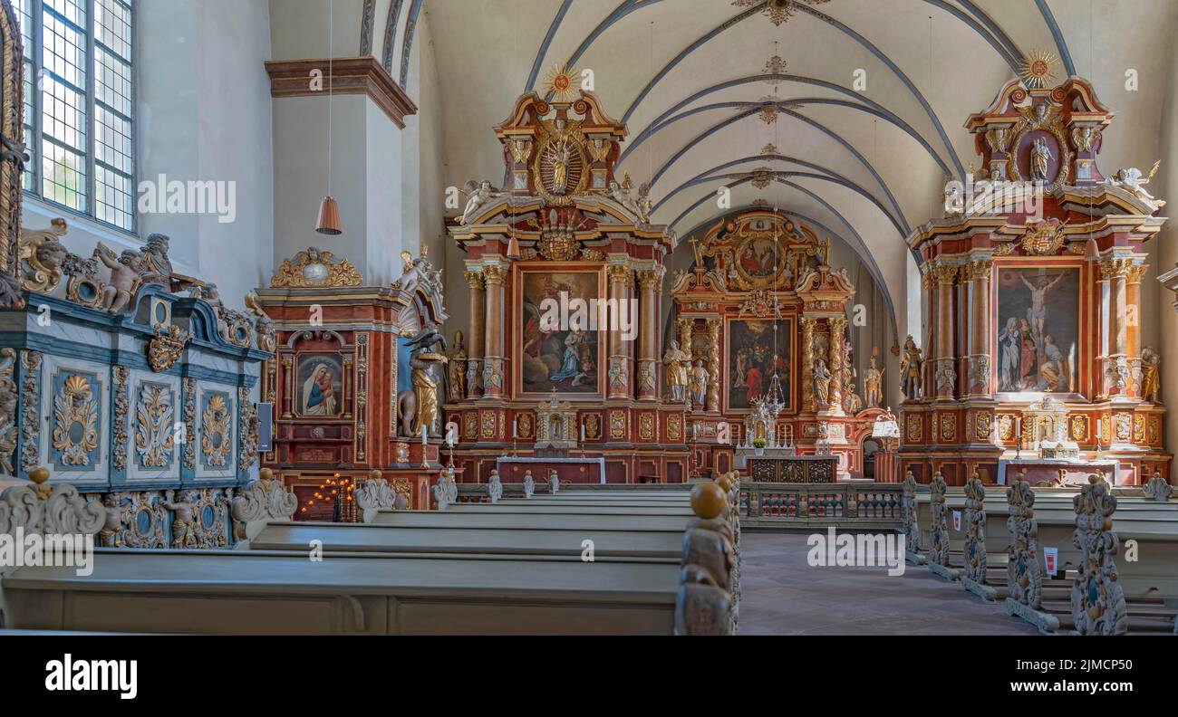 Chiesa, all'interno, monastero di Corvey, Hoexter, Renania settentrionale-Vestfalia, Germania Foto Stock