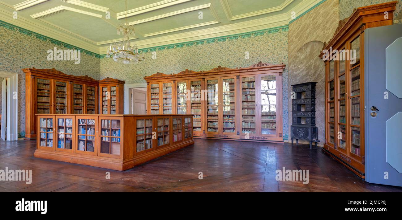 Biblioteca, Monastero di Corvey, Hoexter, Renania settentrionale-Vestfalia, Germania Foto Stock