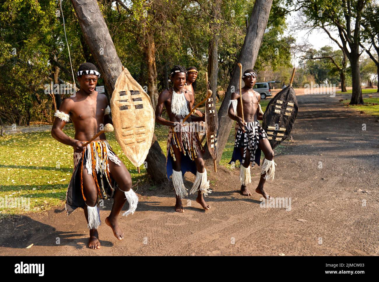 Gruppo di danza tradizionale africana, zambia Foto Stock