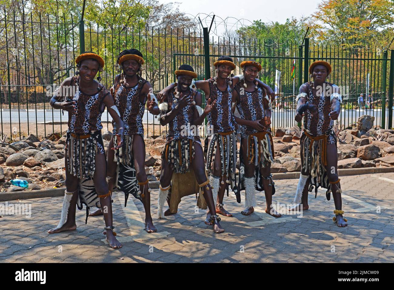 Gruppo di danza tradizionale africana, zambia Foto Stock