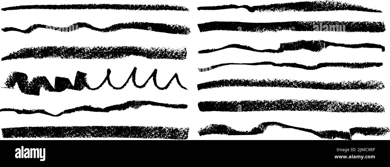 Linee di carbone nero isolate su sfondo bianco. Illustrazione Vettoriale