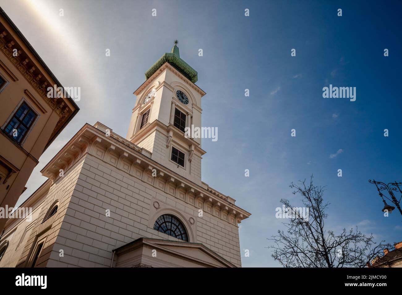 Foto della chiesa di Piazza Calvino nel centro di Budapest, Ungheria. Il Tempio riformato di Kálvin tér (Kálvin téri református templom) è un Foto Stock