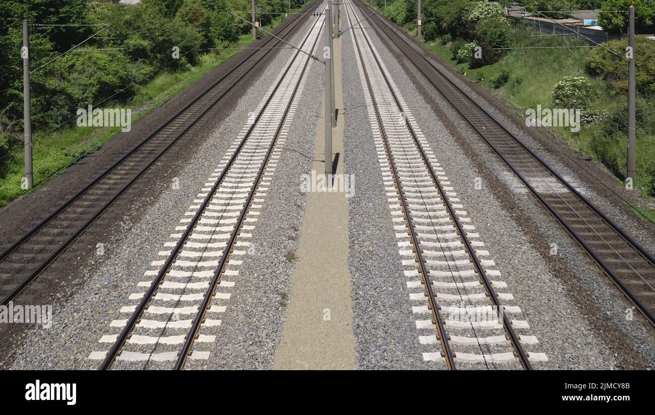 Linea ferroviaria a quattro binari, Germania Foto Stock