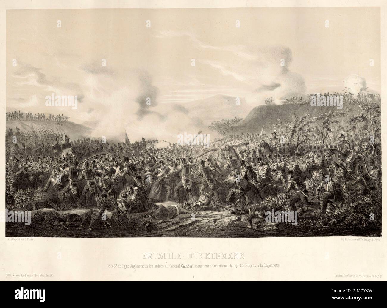 Incisione AM raffigurante la lotta mano a mano tra le truppe britanniche e russe nella battaglia di Inkermann del 5th novembre 1854 durante la guerra di Crimea. Foto Stock