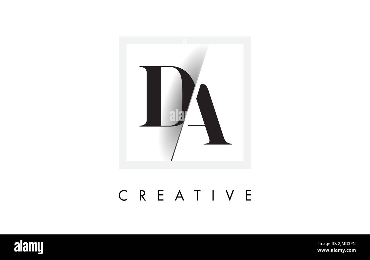 Design con logo DA Letter con carattere Serif intersecato e troncato creativo. Illustrazione Vettoriale