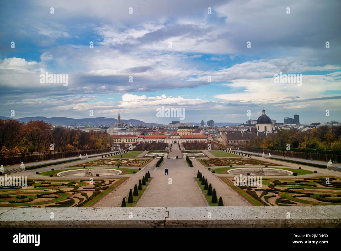 Vista panoramica sul belvedere di Unteres e sul parterre regolare di Vienna. Foto Stock